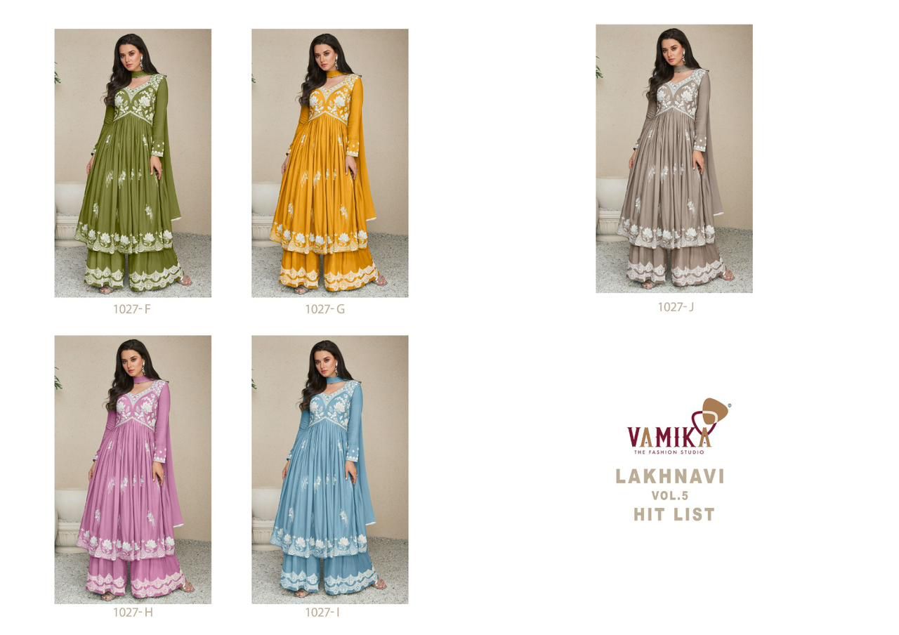 Lakhnavi Vol 5 Hit List By Vamika 1027 F To J Designer Rayon Heavy Readymade Suits Wholesale Shop In Surat